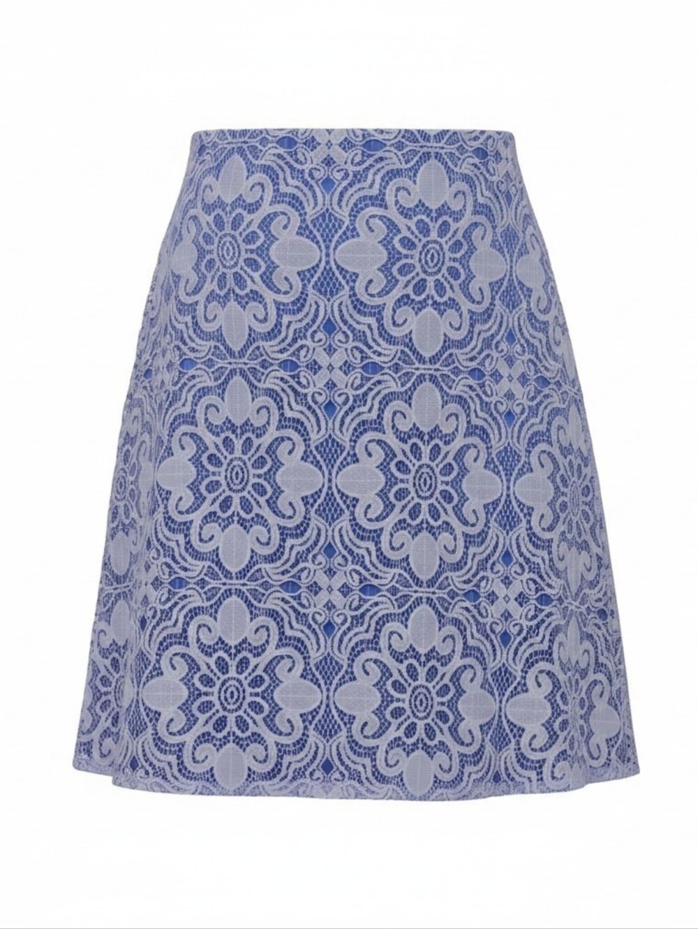 New York & Company Periwinkle Blue Lace Overlay A-Line Skirt Size 10